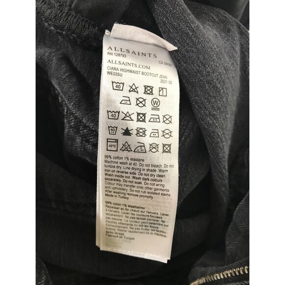 AllSaints Jeans Ciara High Waist Bootcut Charcoal Gray Denim Women 26 / 2 - Picture 8 of 12